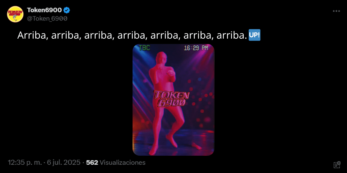 Post en X de Token 6900, la nueva memecoin en tendencia.