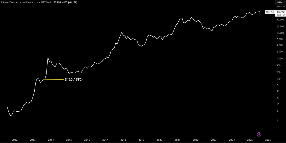 Gráfico histórico del precio del Bitcoin