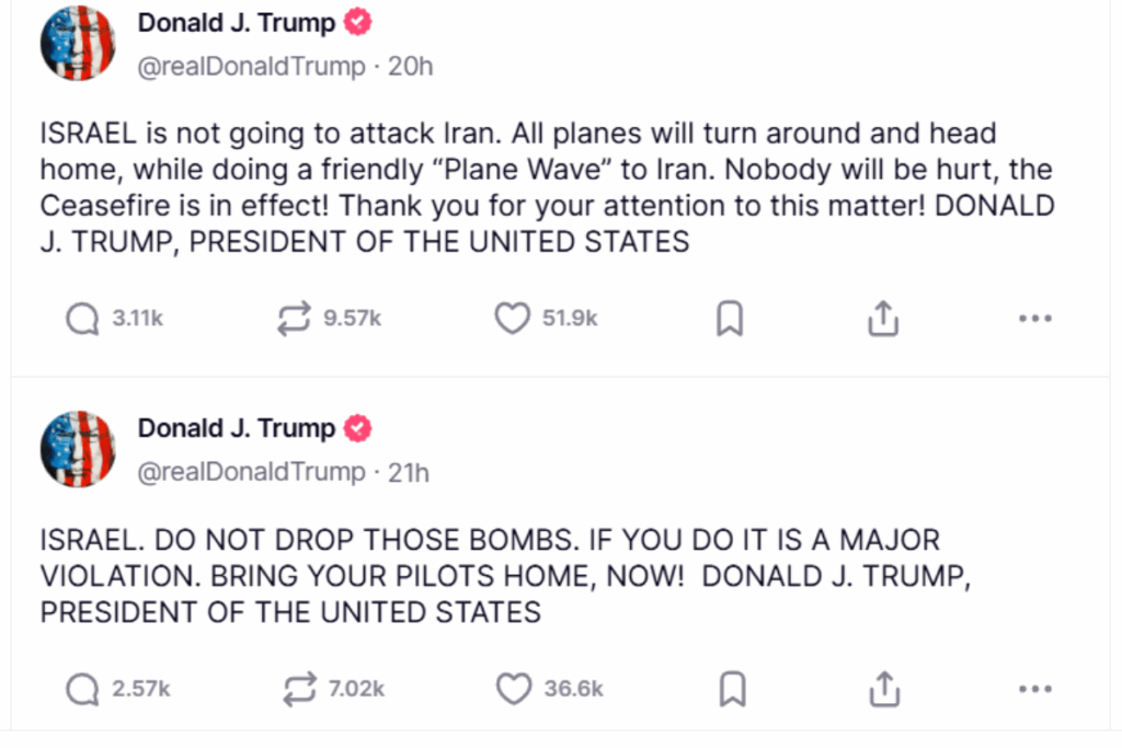 donald trump announcement about war 24.06 solana 