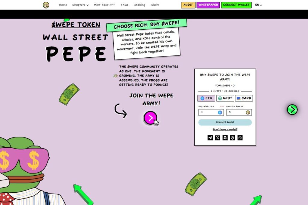 Wall Street Pepe (1) x1000 κρυπτονομίσματα