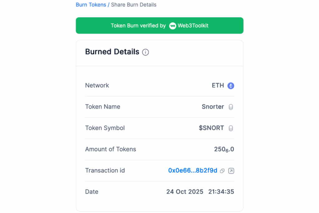 snorter token burn