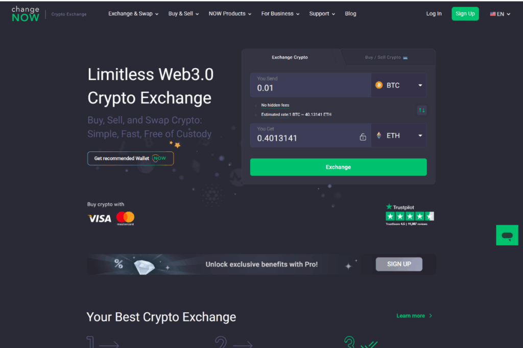 ChangeNOW Ανταλλακτήρια κρυπτονομισμάτων χωρίς KYC