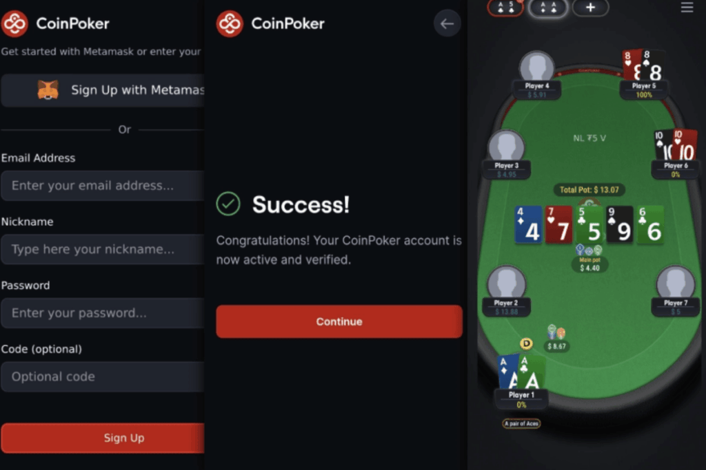 coinpoker new account table pot players poker