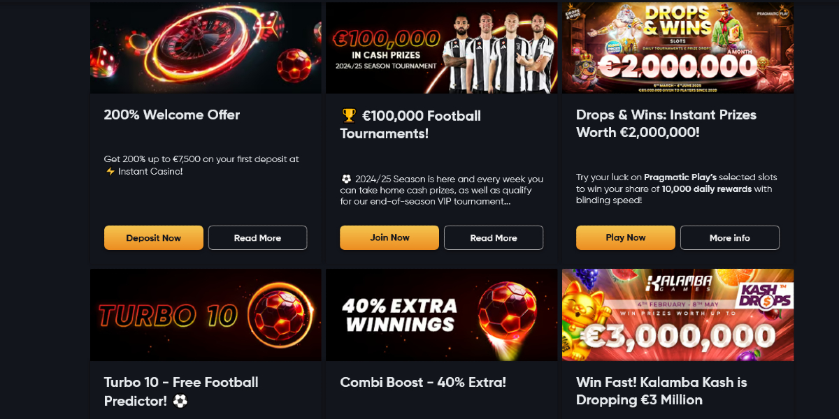 Legjobb kaszinó bónuszok - Instant Casino