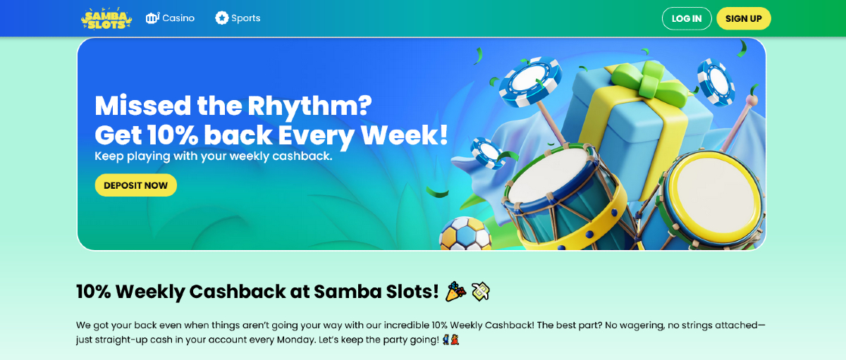Legjobb kaszinó bónuszok - Samba Slots