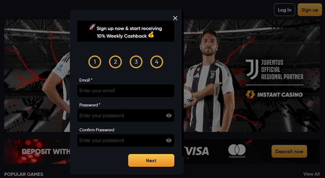 Instant Casino regisztráció