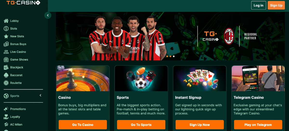 TG Casino vélemények 2025 - főoldal