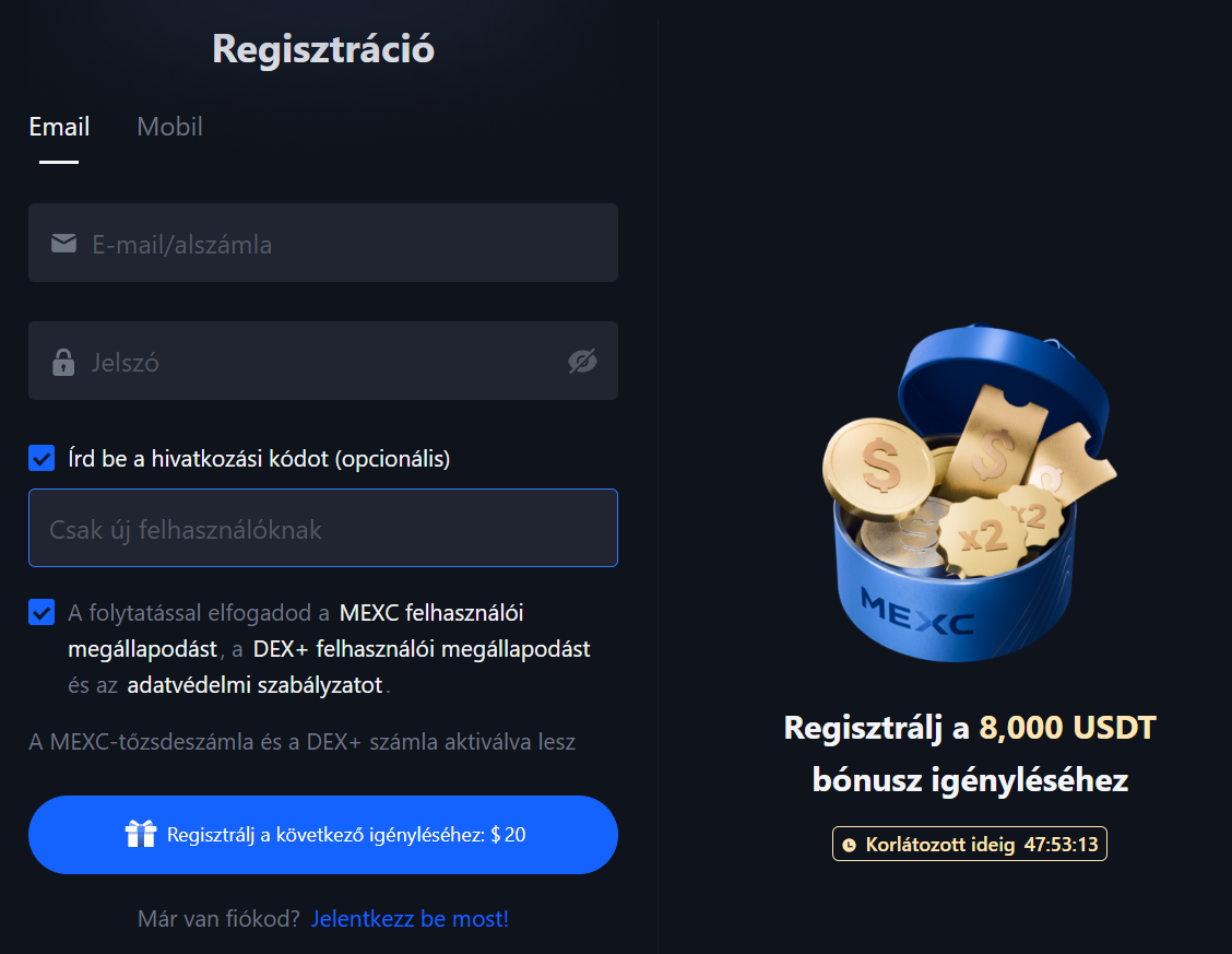 MEXC bónuszkód