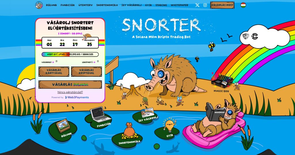 Snorter Token előértékesítés főoldal