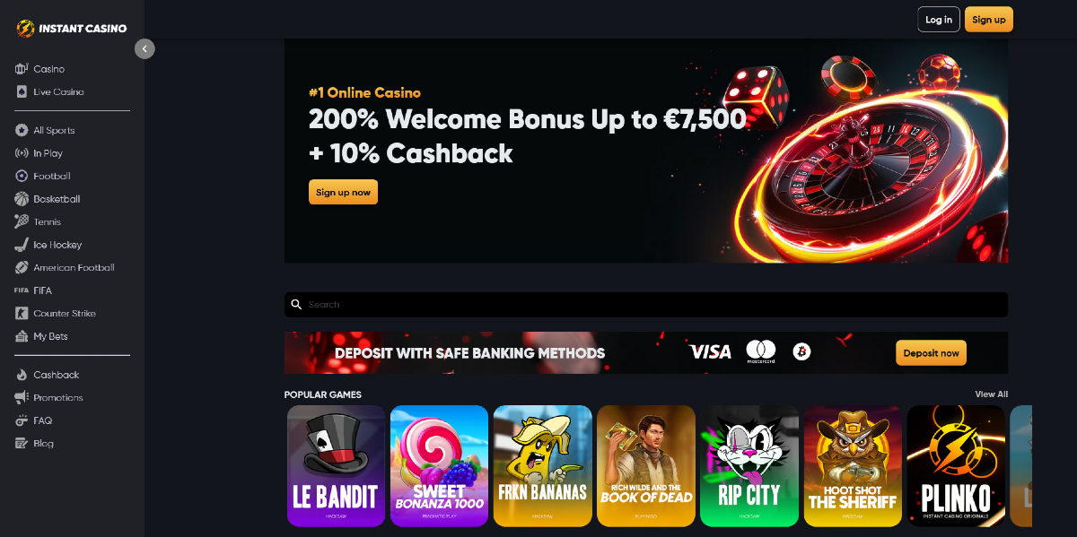 Szerencsejáték online - Instant Casino regisztráció