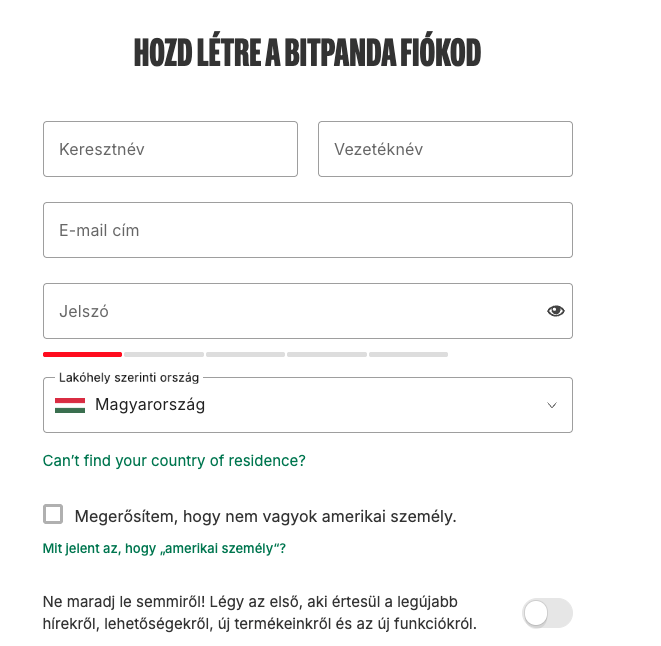bitpanda fiok letrehozas