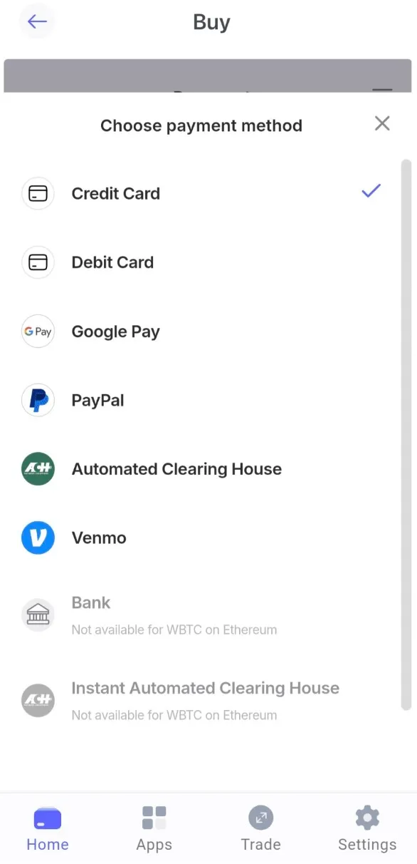 支払い方法の「Credit Card」を選択