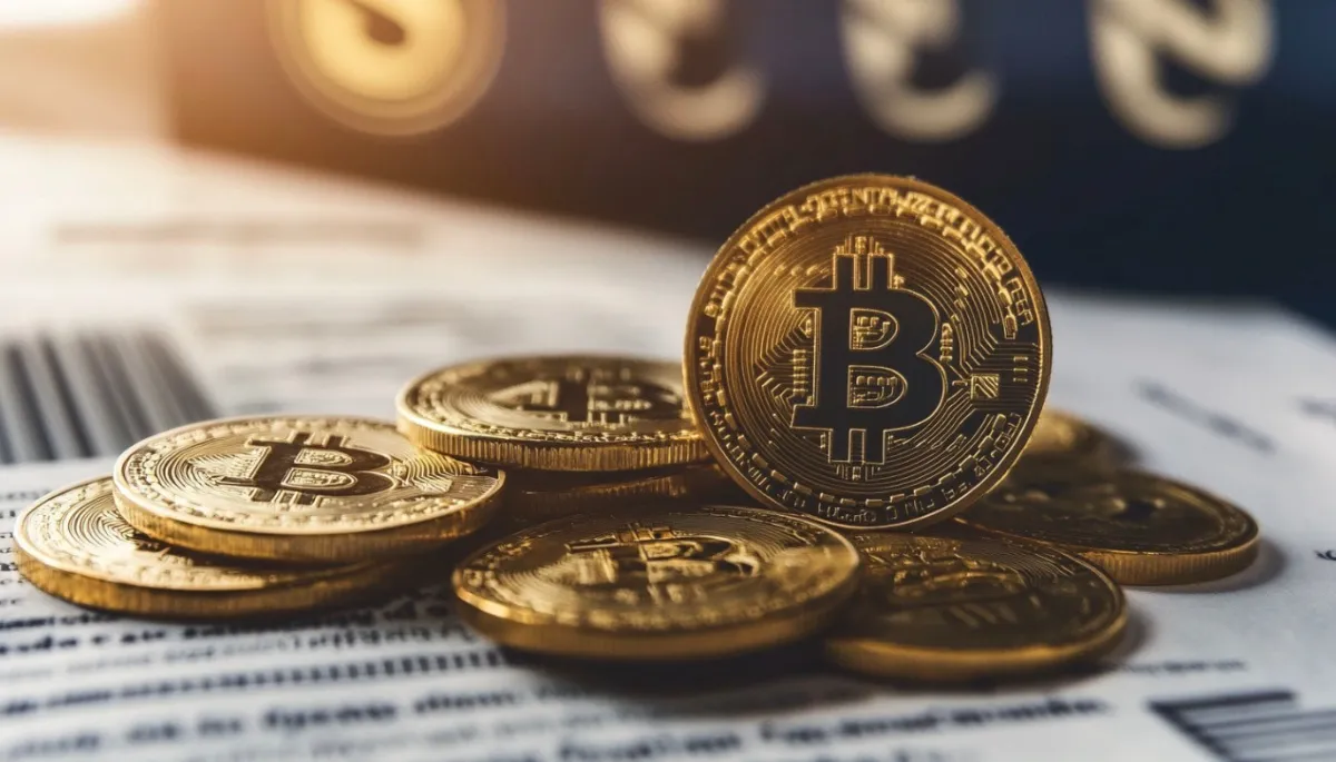 資料の上に重ねられたビットコイン