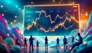 バイナンスAlpha 2.0プラットフォームで取引するユーザーとBNBチェーンのイメージ