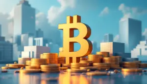 機関投資家に囲まれた成熟したビットコインのイメージ