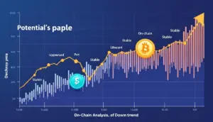 オンチェーンデータに基づくビットコインの価格予測を示す抽象的なグラフ