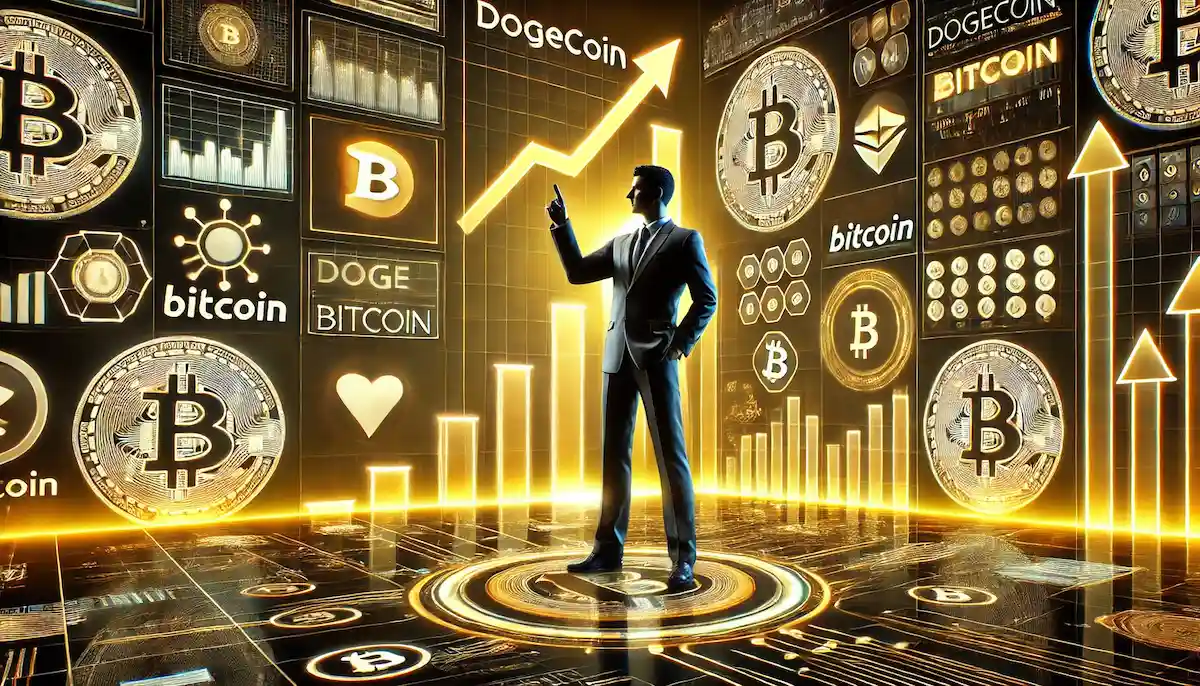 ビットコインの動向を見ている男性
