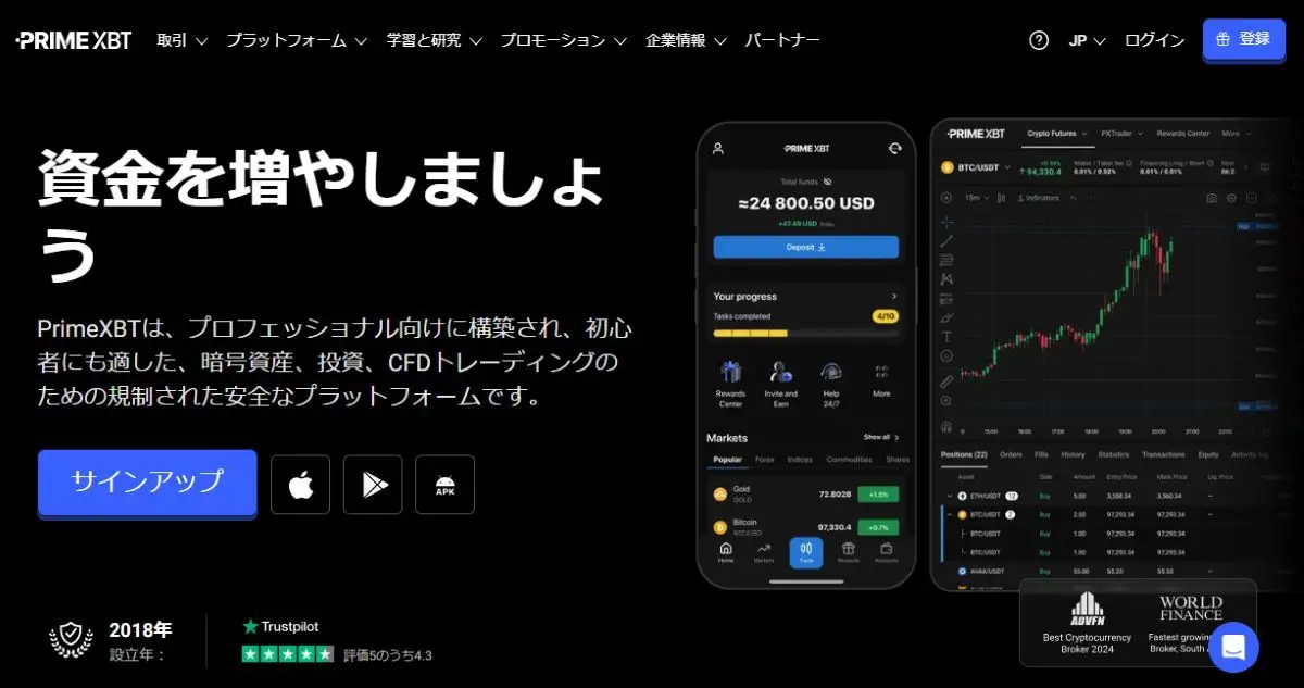 PrimeXBT公式ページ
