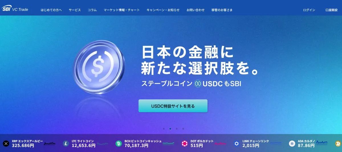 SBI VUトレード公式トップ画面