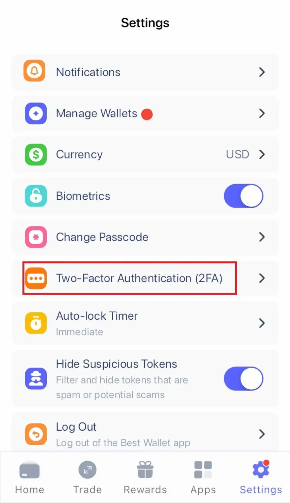 BestWallet2FA画面②