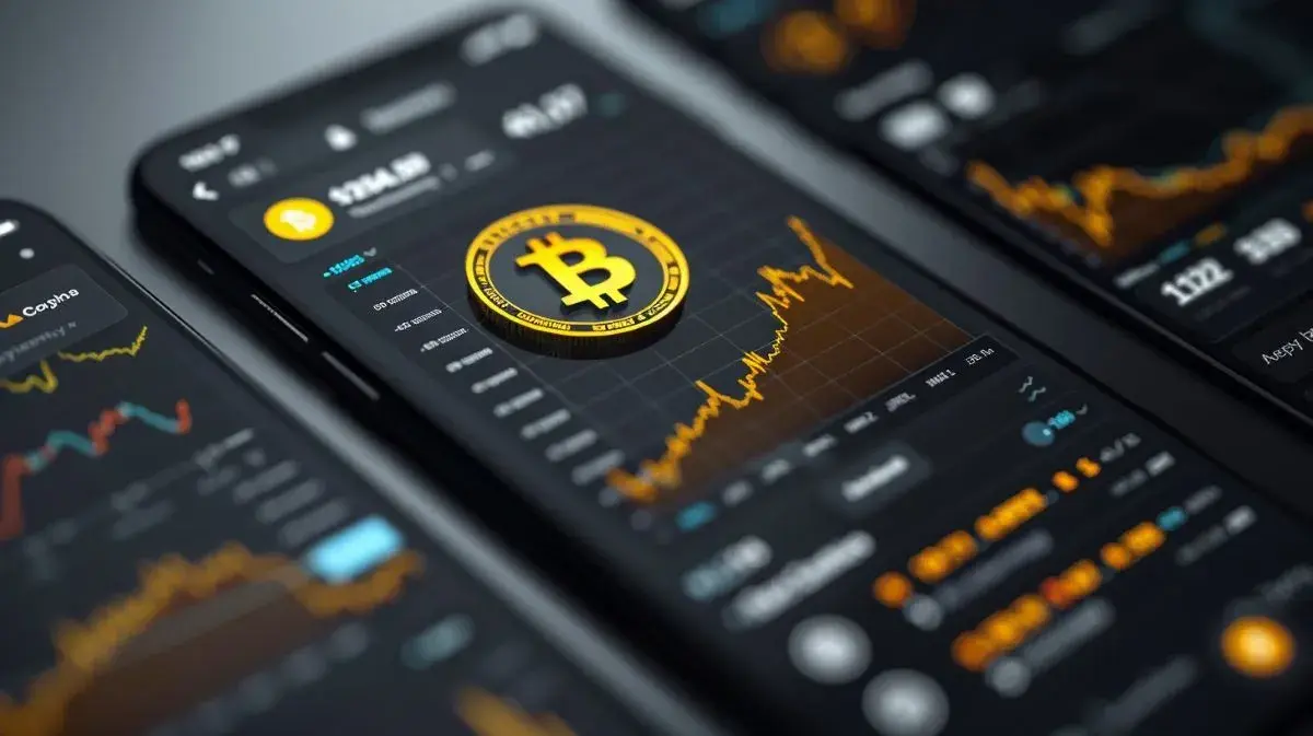 仮想通貨アプリにビットコインのチャートが表示されているイメージ