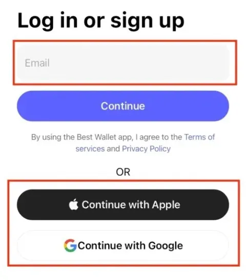 Best Walletのアカウント登録ページ