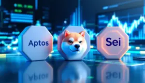 注目すべき3つのアルトコイン、アプトス、Cheems、Seiのロゴと上昇するチャート