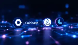 CoinbaseのBaseネットワーク上で相互接続されたカルダノとライトコインのロゴ