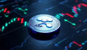 テクニカルチャート上に表示されたリップル（XRP）のロゴと価格動向