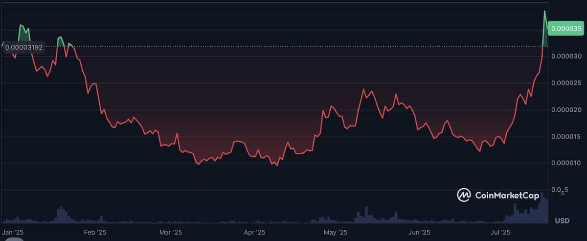 BONK仮想通貨の最新2025年7月チャート