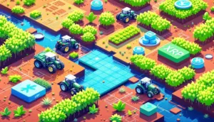ブラジルの農業と金融がXRPレジャーのブロックチェーン上で融合する様子を示すイラスト