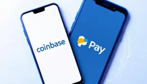コインベースアプリとSamsung Payのロゴが表示されたスマートフォン