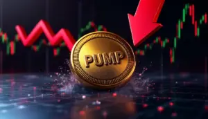 暴落するPUMPトークンを示すチャートとシンボル