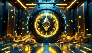 SharpLinkの巨額イーサリアム保有を象徴する未来的なイメージ