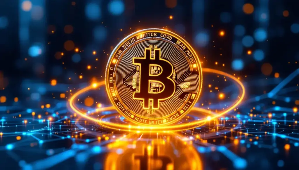 ビットコイン関連銘柄が注目される仮想通貨市場の象徴的イメージ