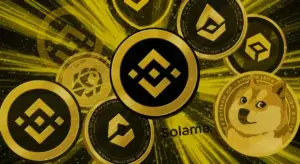 バイナンスコインと暗号通貨コラージュ画像