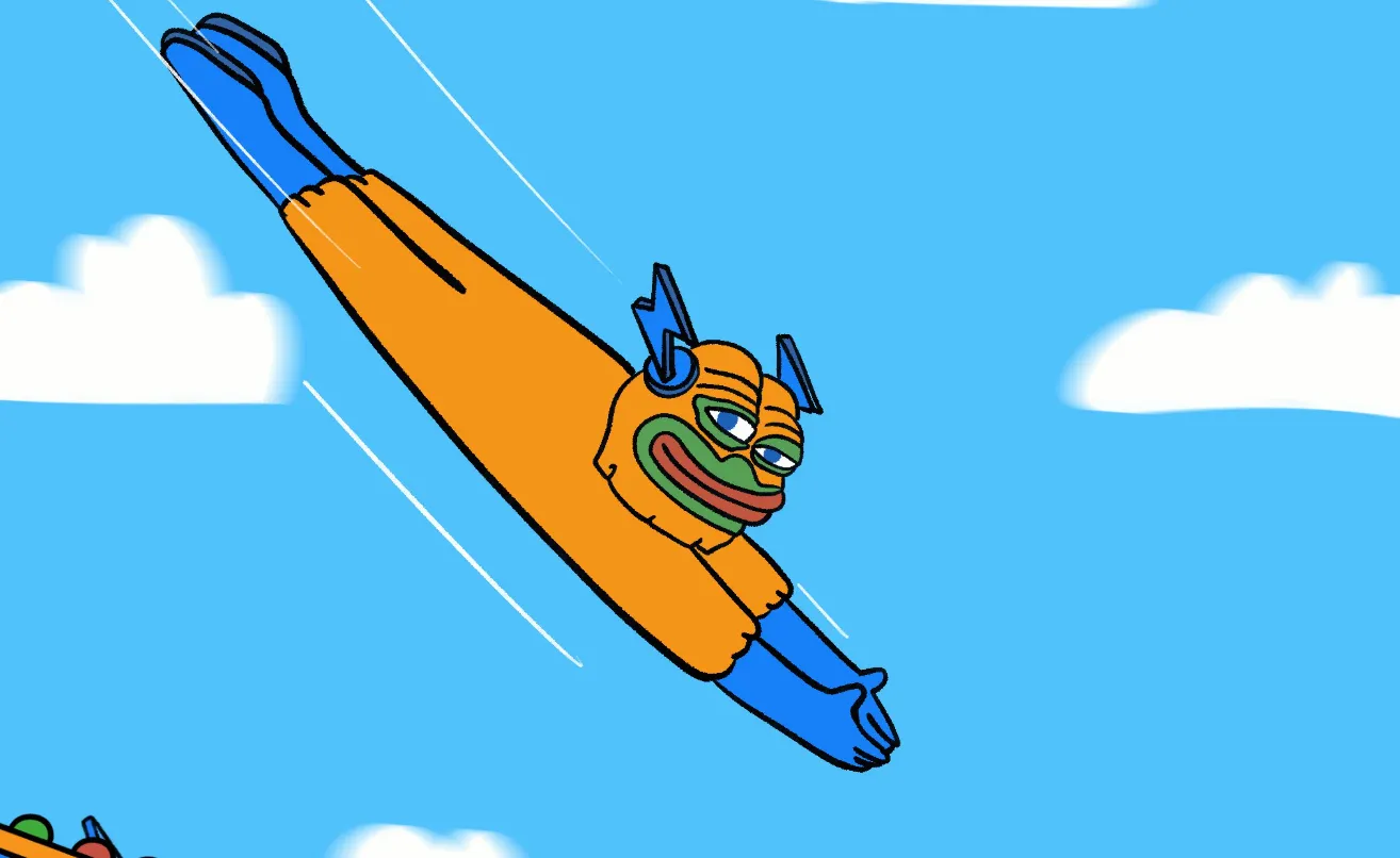 Bitcoin Hyperのミームが空を飛んでいる様子