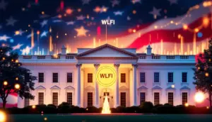 トランプ家の仮想通貨プロジェクトWLFIを象徴するコインとホワイトハウス