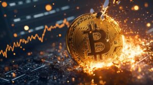 砕けるビットコインのイメージ