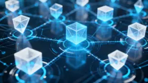 ブロックチェーンネットワーク上の個人的な所有権を象徴する抽象的なデジタルアート