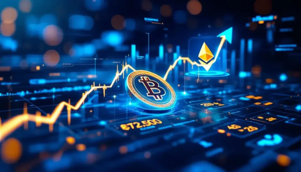 上昇トレンドを示すビットコインとイーサリアムのテクニカル分析チャート