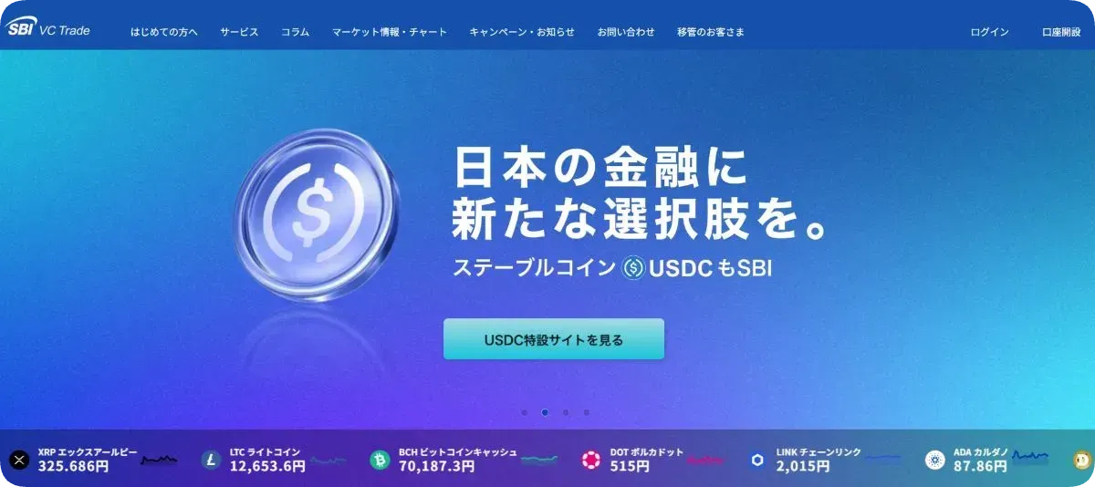 SBI VUトレード公式トップ画面