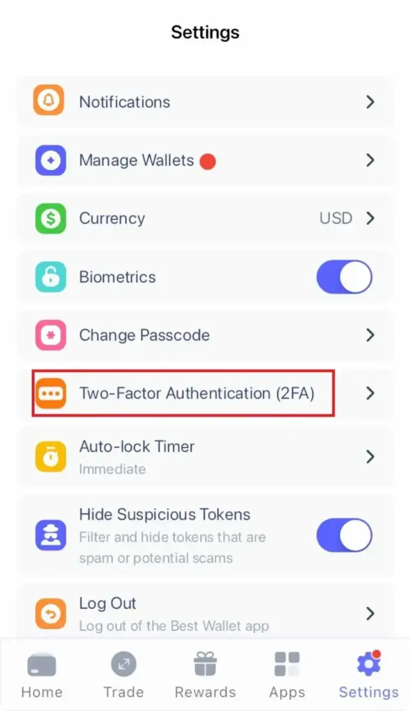 BestWallet2FA画面②