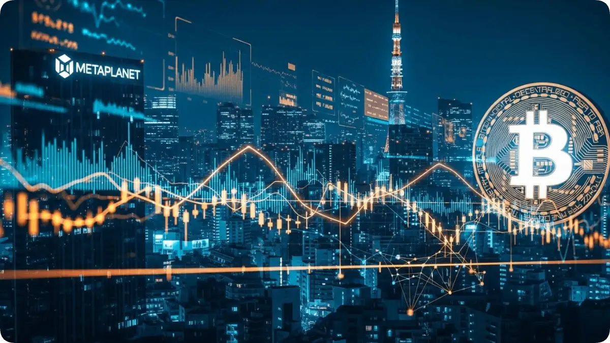 東京の夜景を背景に推移するビットコインチャート
