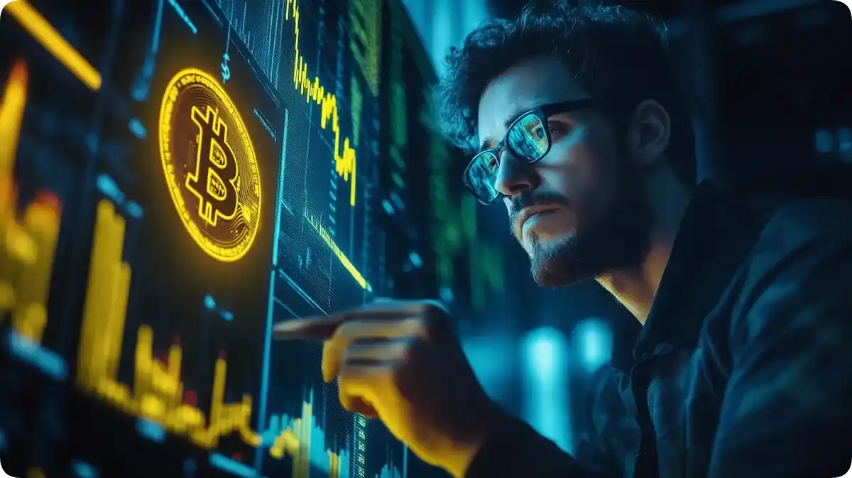 ビットコインのチャート分析をするアナリスト