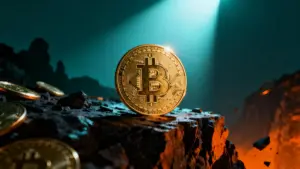 暗闇の中でスポットライトを浴びて輝くビットコインキャッシュ（BCH）のコイン