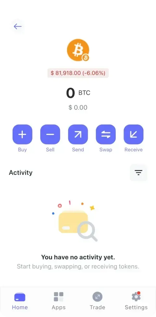 Best Walletのビットコインの画面