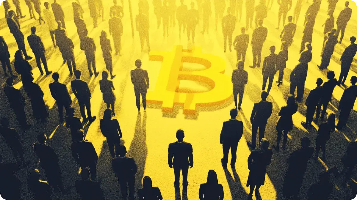 ミームコインを取り囲む人々のイメージ