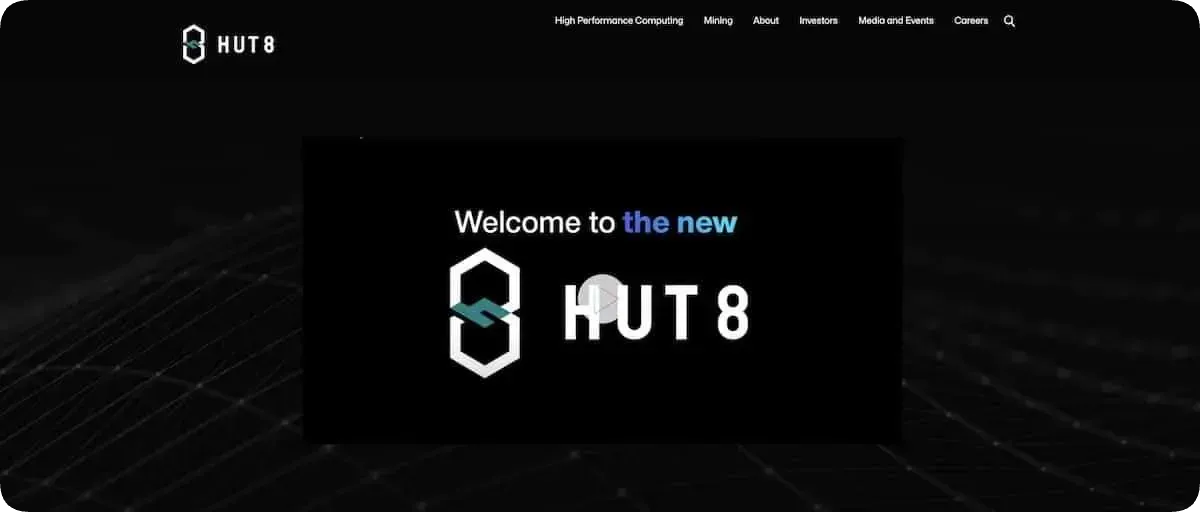 HUT8の公式サイトファーストビュー