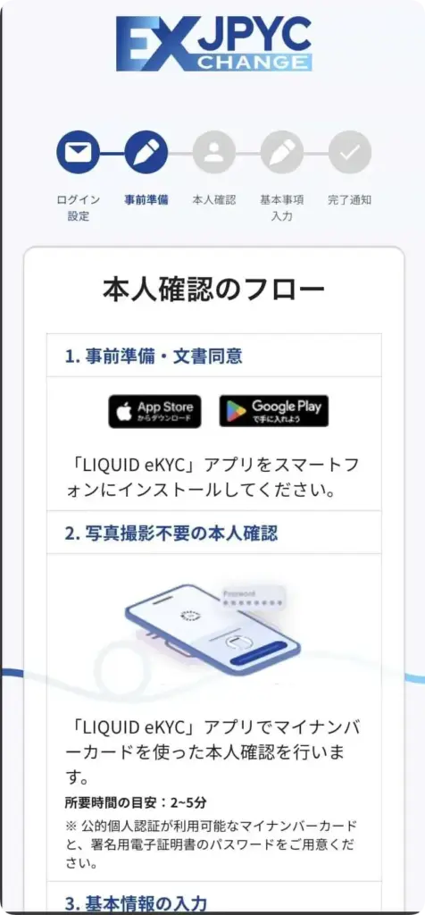 JPYCの本人確認手順
